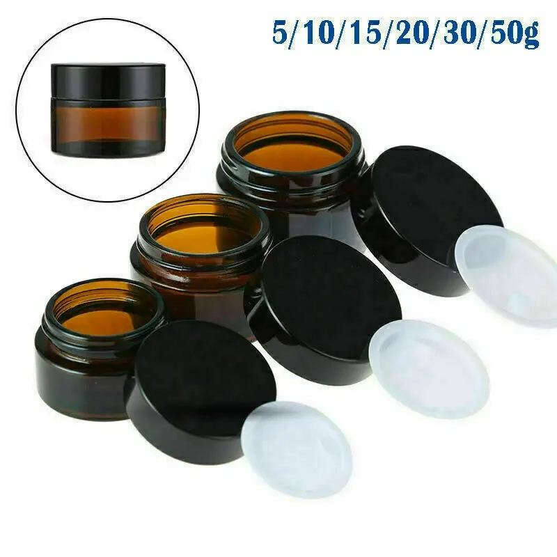 Food Storage Glass Set - 2 szt. 5ml/10ml/15ml/20ml/30ml/50ml szklany bursztynowy kosmetyczny
