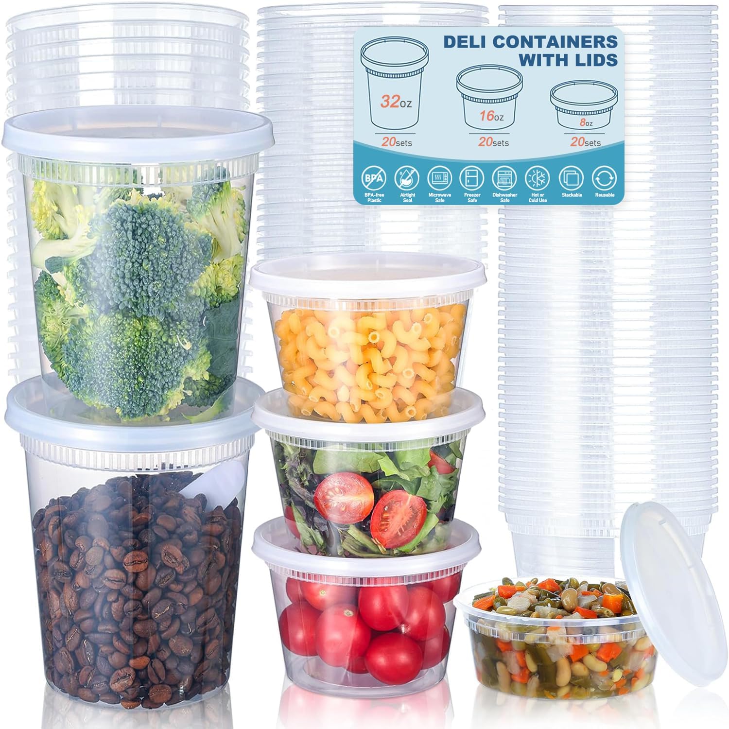 Food Storage Containers With Lids - 24 szt. Pojemniki do przechowywania żywności