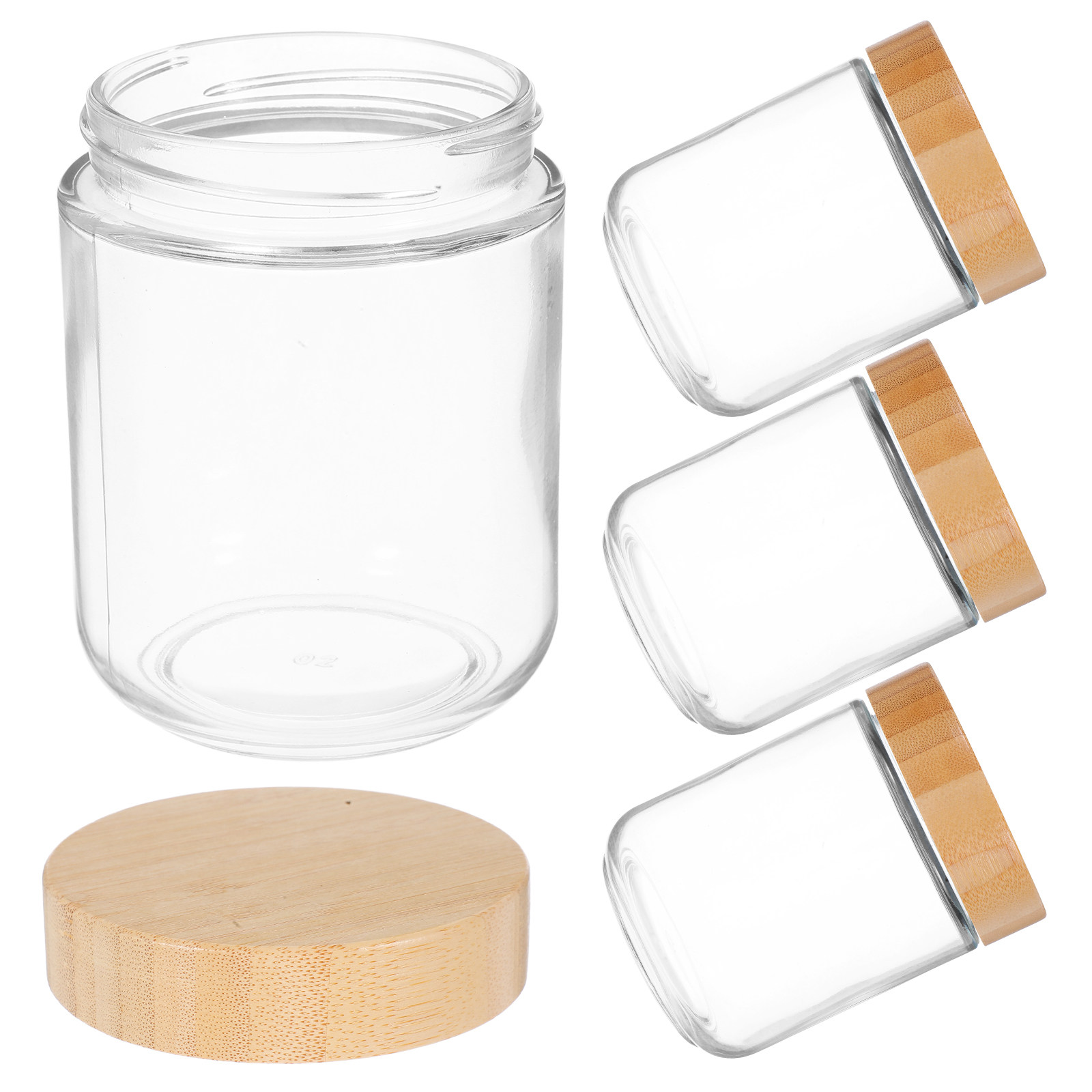 Food Storage Containers With Lids - 4 sztuki przezroczystych szklanych słoików z